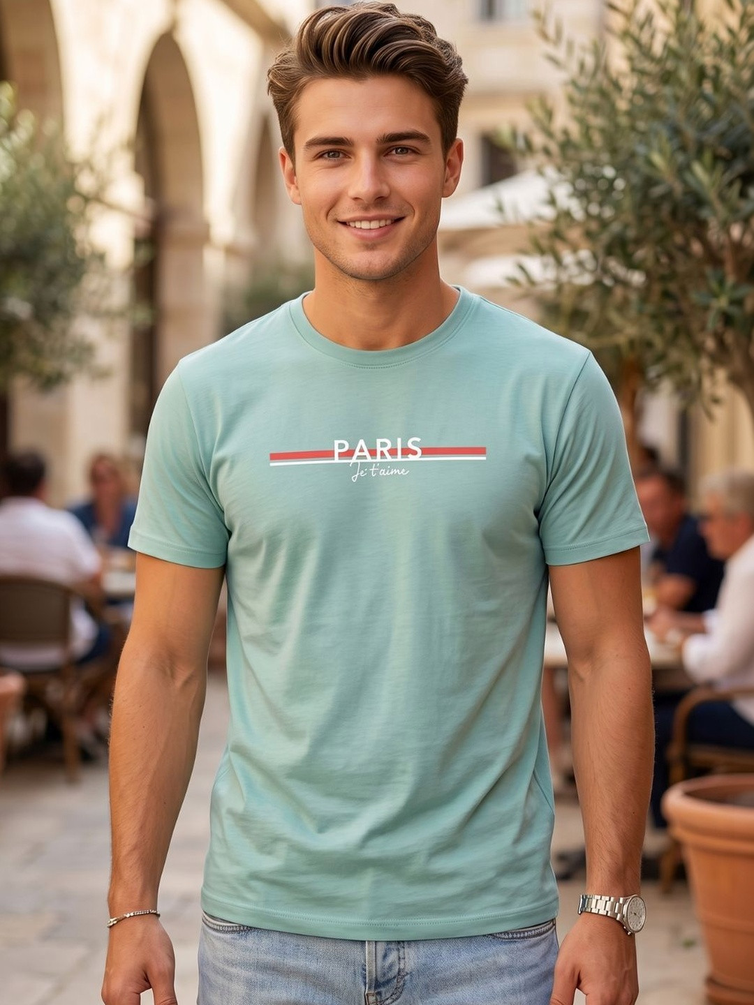 WEET Men Typography Printed Round Neck Cotton T-shirt