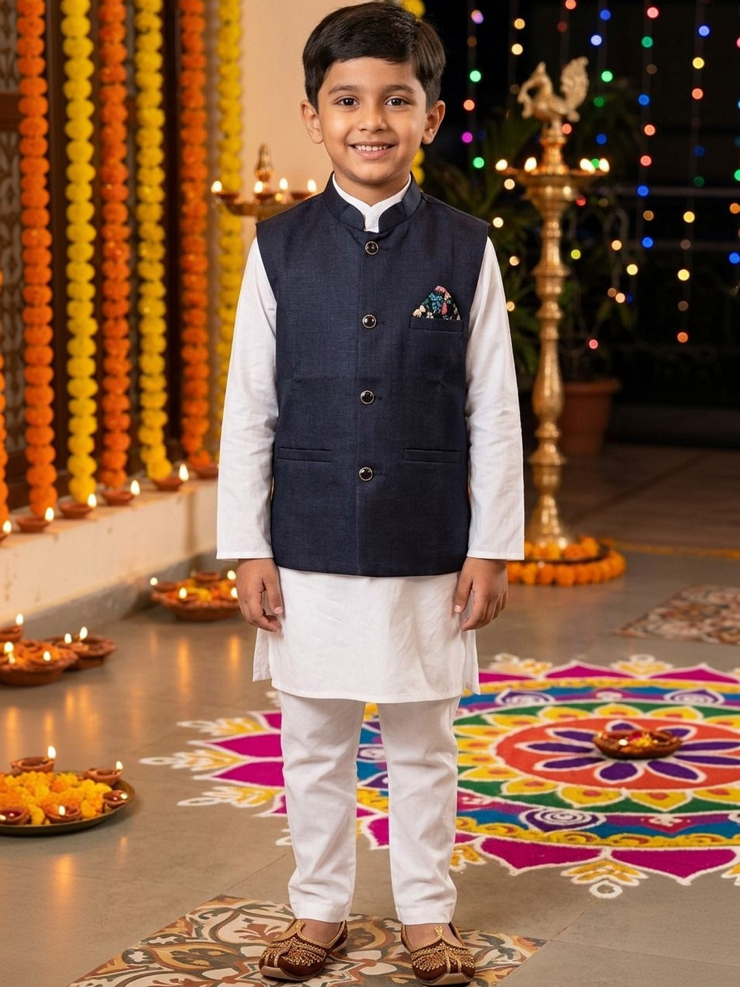 Seetoo Boys Lapel Collar Woven Formal Waistcoat