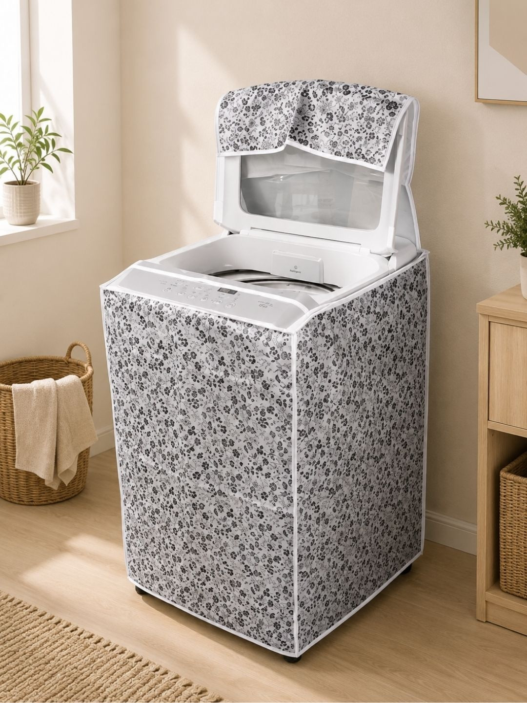 MW PRINTS Multicoloured Printed PVC Top Load Washing Machine Cover for LG