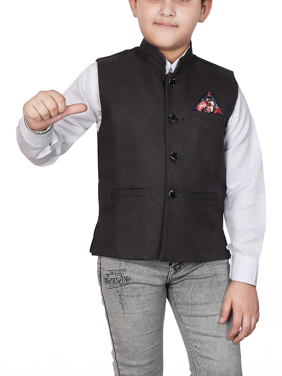 Seetoo Boys Self Design Formal Waistcoat