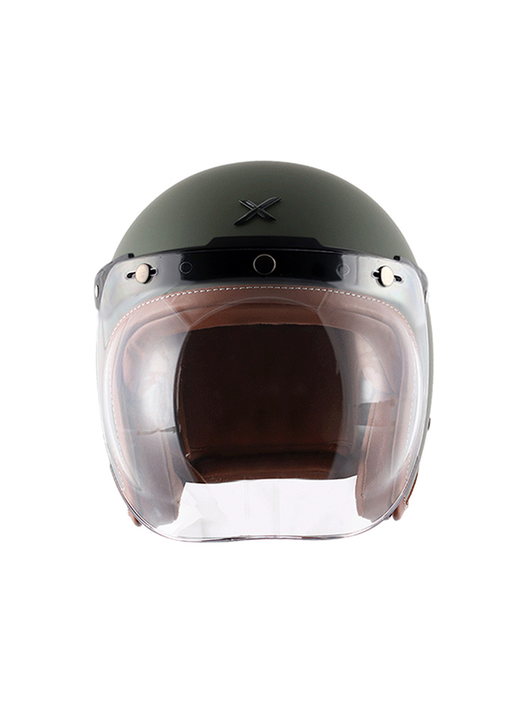 Axor Retro Jet Leather Dull Battle Green Helmet-M