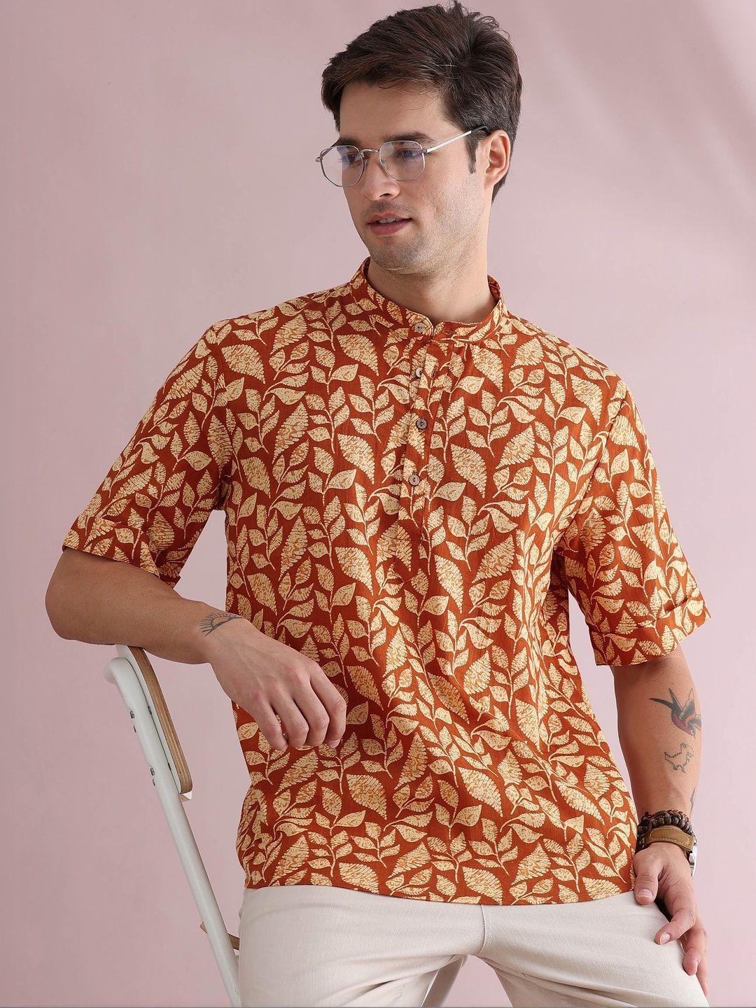 FILORI STUDIO Men Floral Printed Block Print Kurta