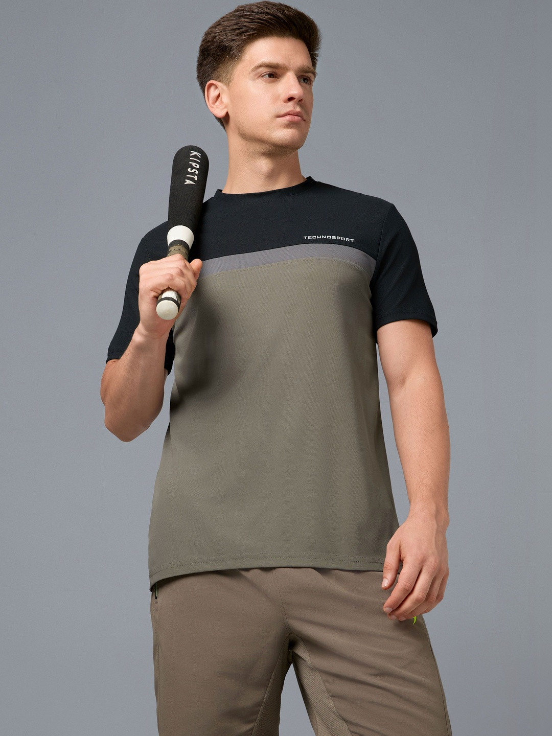 Technosport Colourblocked Slim Fit Round Neck T-shirt
