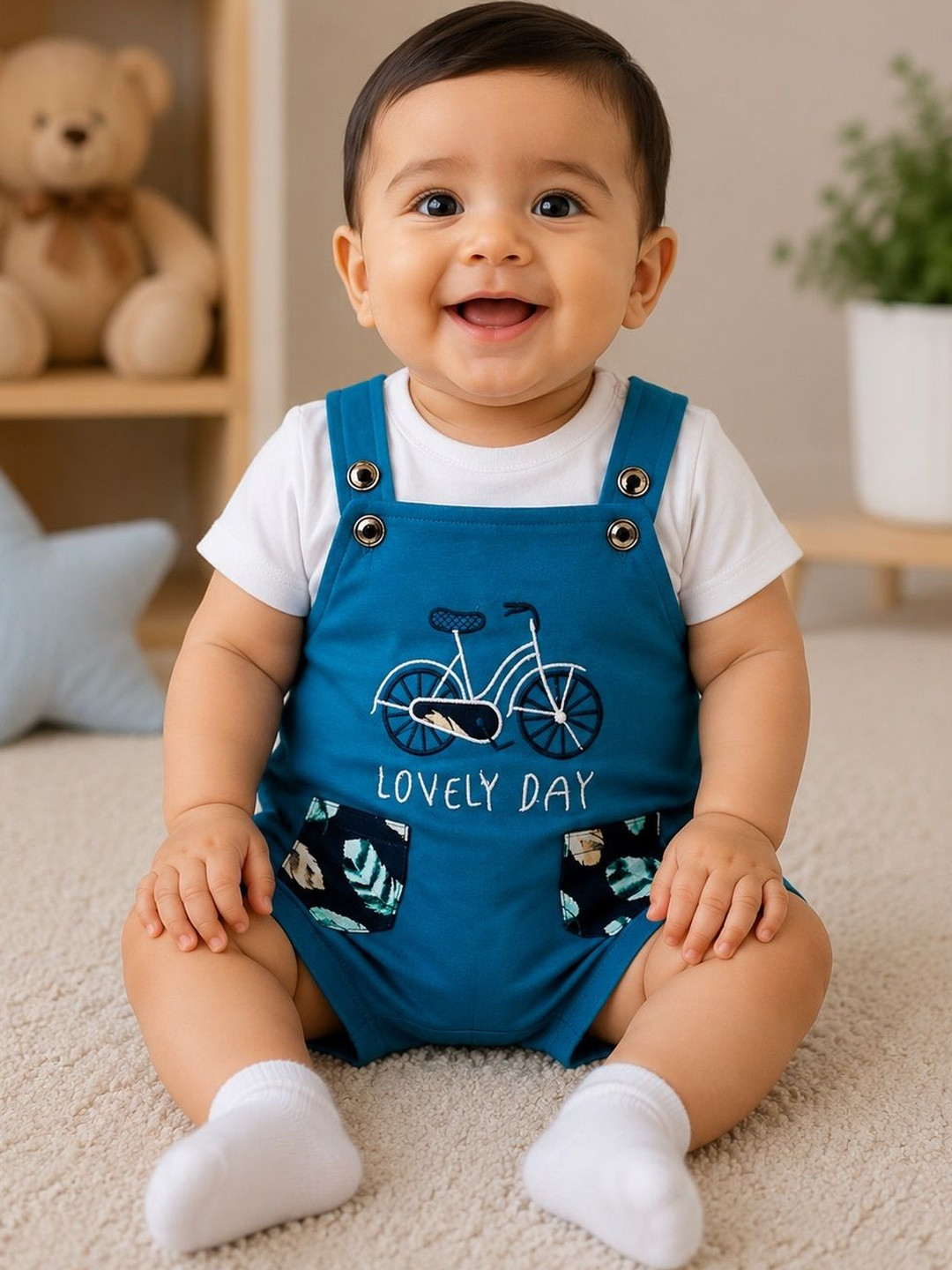 BAESD Infant Kids Embroidered Pure Cotton Dungaree
