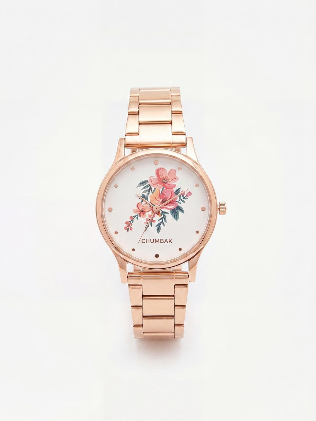 TEAL BY CHUMBAK Women White Printed Dial & Rose Gold-Plated Bracelet Style Straps Analogue Watch