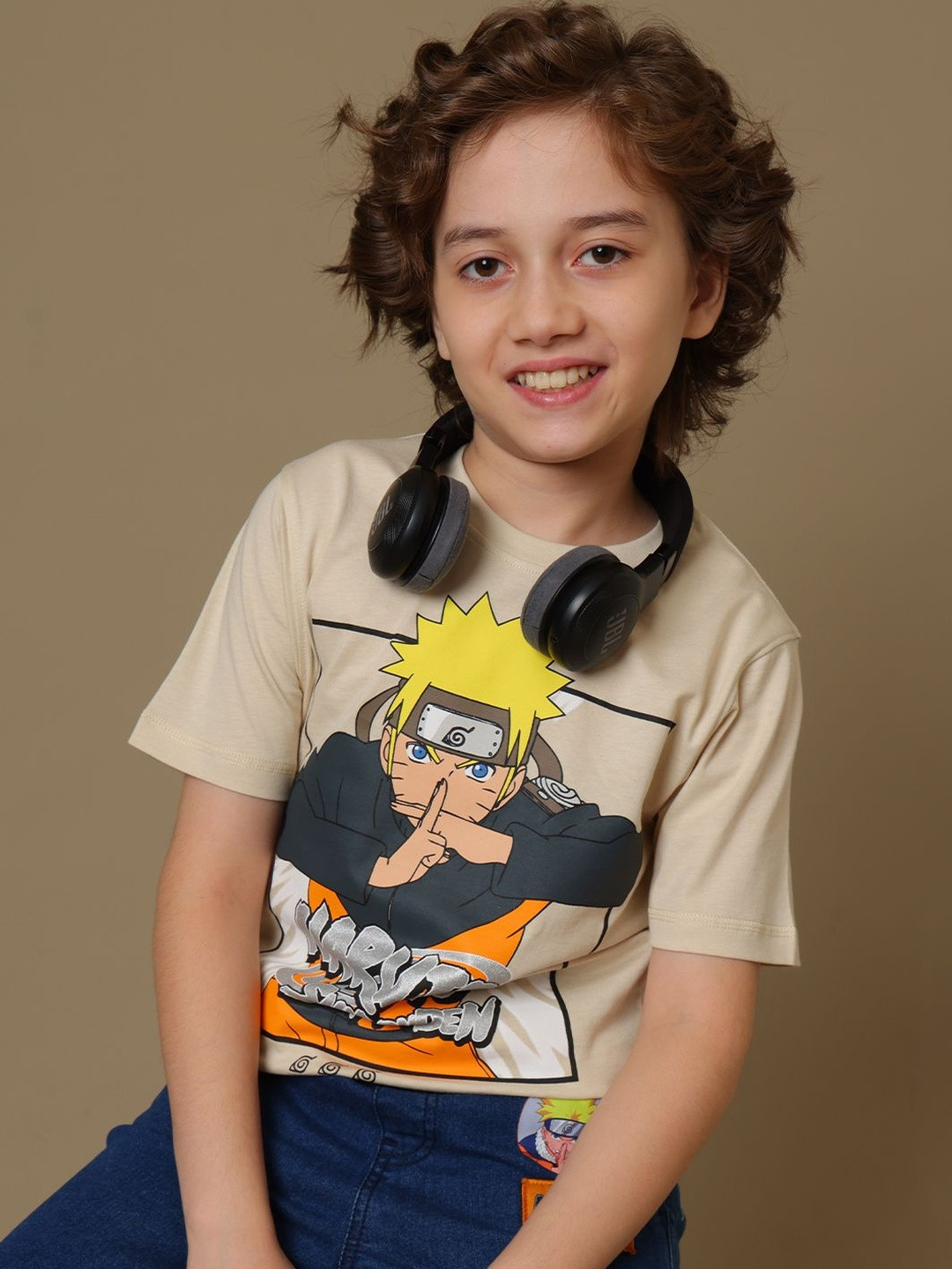 Kids Ville Boys Naruto Graphic Printed Round Neck Pure Cotton T-shirt