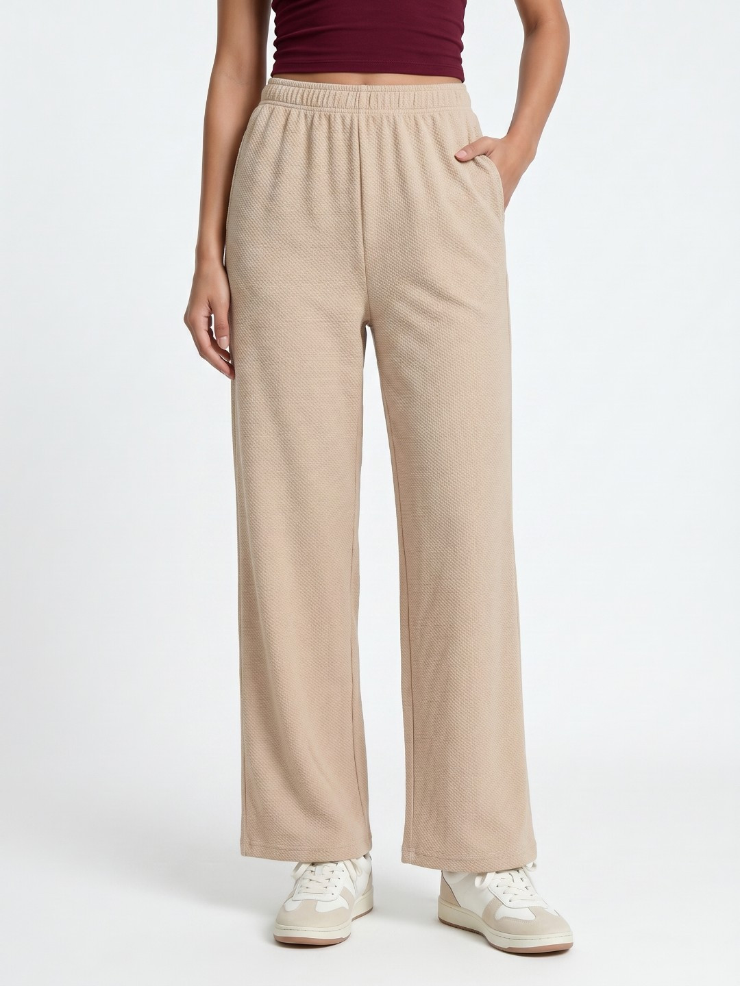 glitchez Women Straight Fit Textured Track Pants