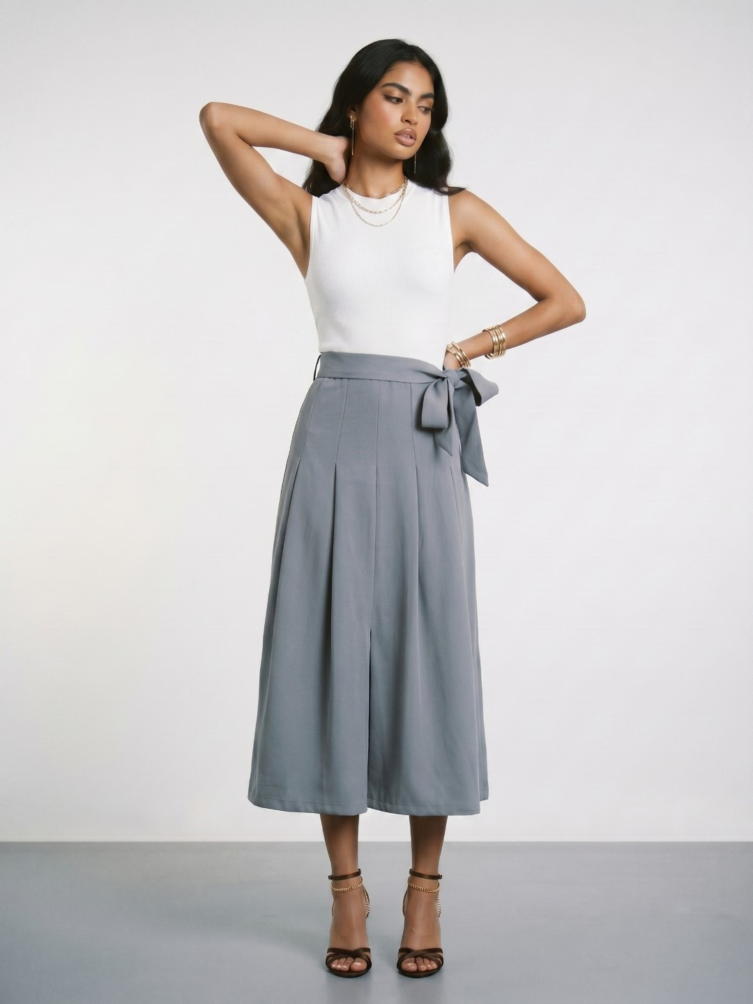 Phosphorus Ribbed Colourblocked Fit & Flare Midi Dress