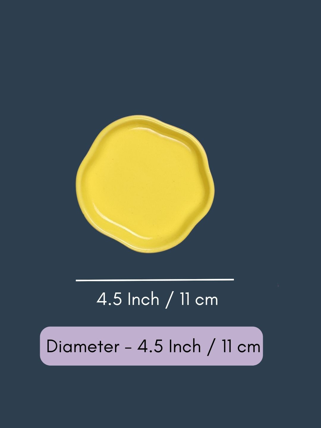 WEAVING HOMES Yellow 2 Pieces Microwave Safe Glossy Ceramic Dessert Plates
