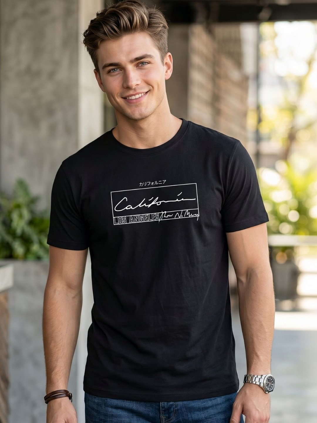 WEET Typography Printed Round Neck Pure Cotton T-Shirt