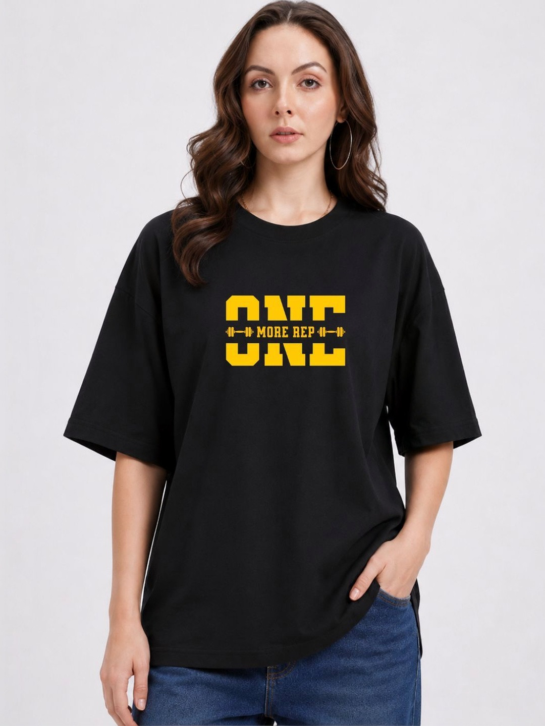 Slenor Women Typography Printed Drop-Shoulder Sleeves T-shirt