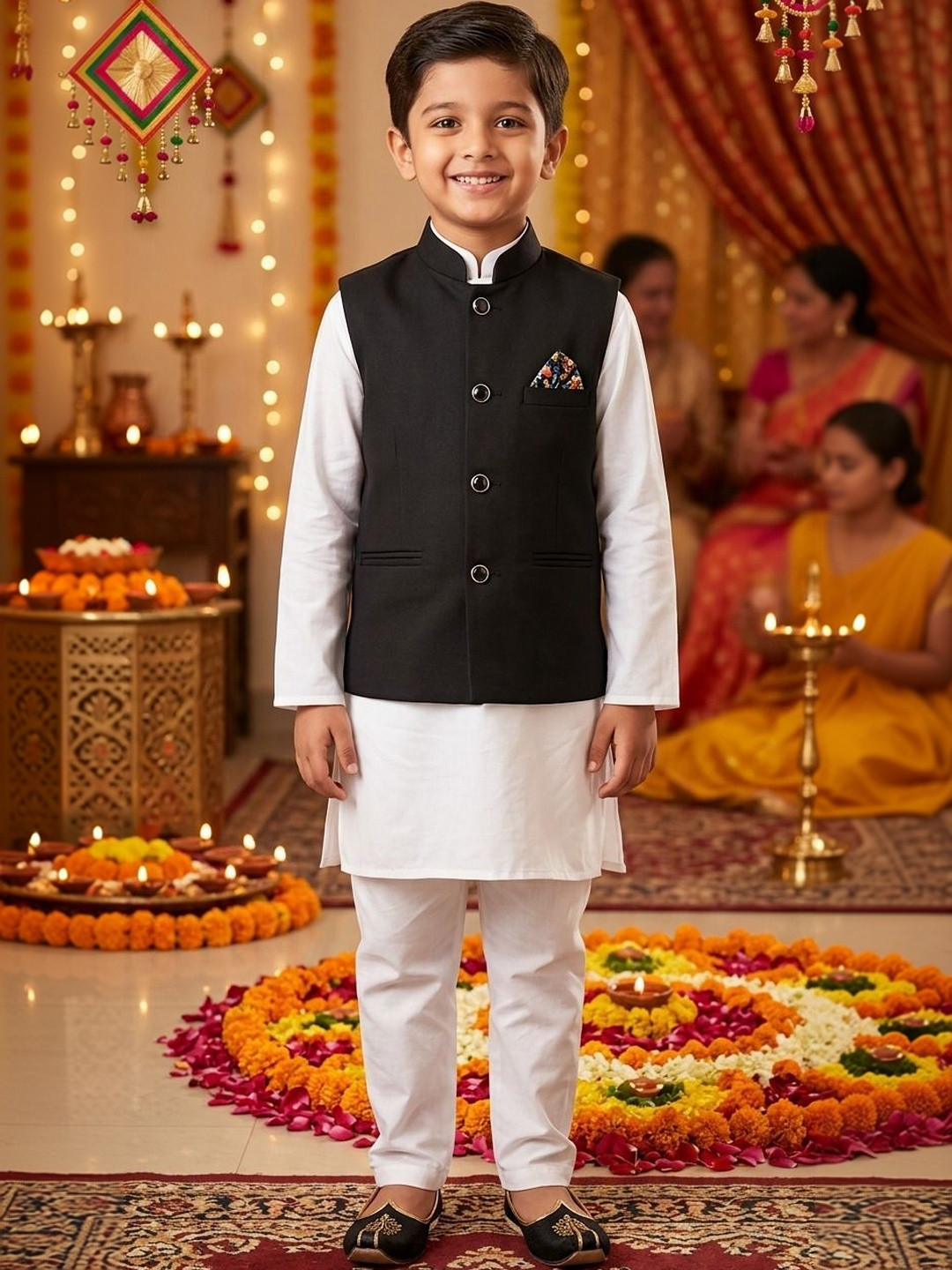 Seetoo Boys Lapel Collar Woven Formal Waistcoat