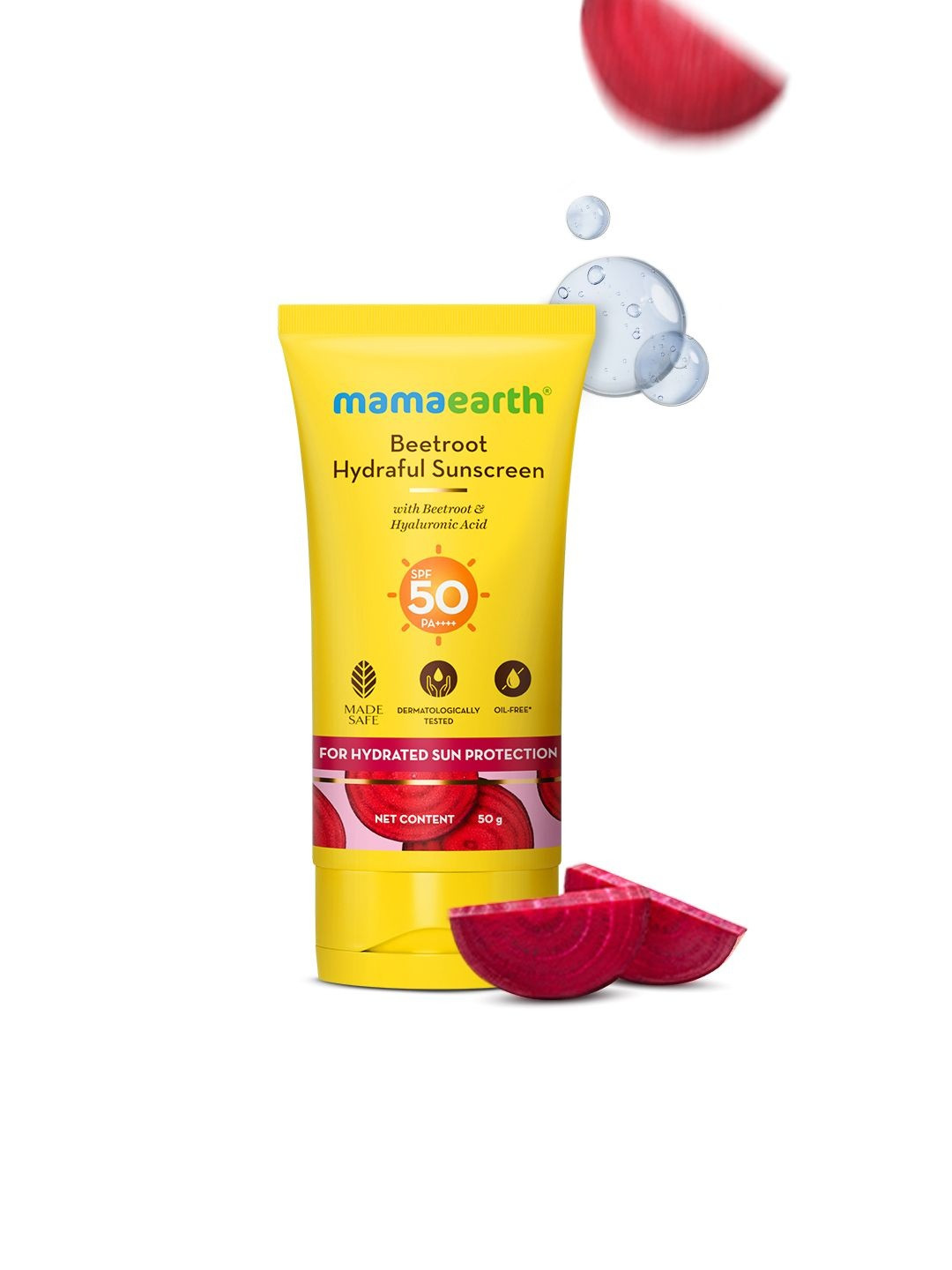 Mamaearth Beetroot Hydraful SPF 50 & PA++++ Sunscreen with Hyaluronic Acid - 50 g