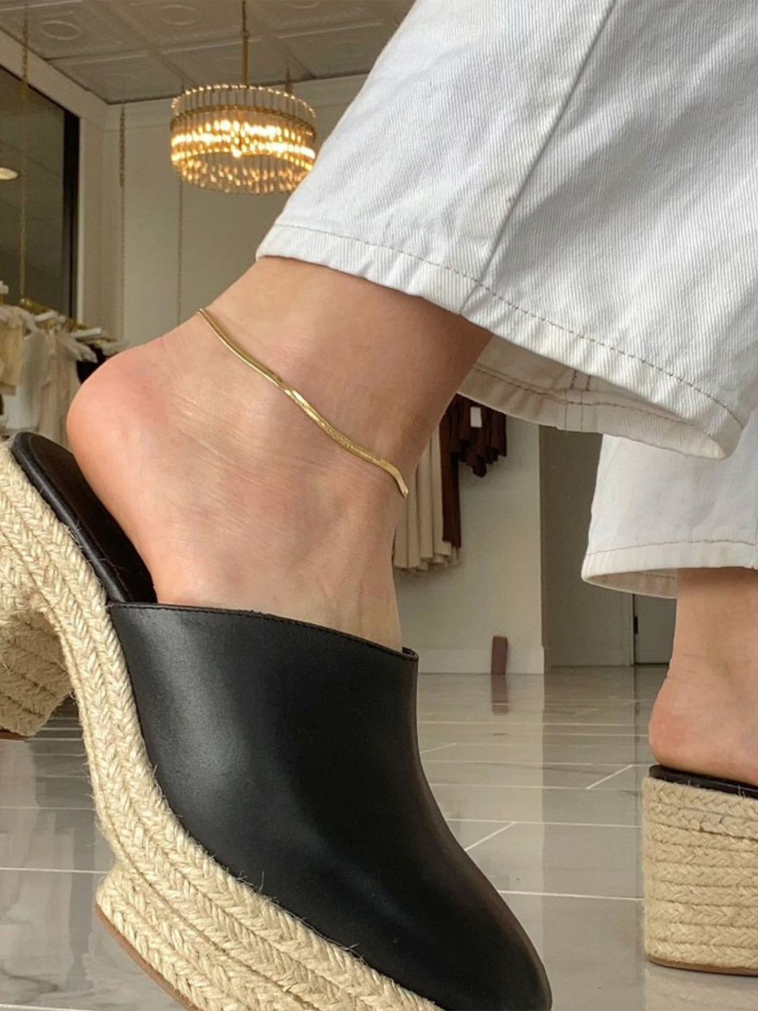 JEWILLEY Stainless Steel 1 Piece Gold-Plated Anklet