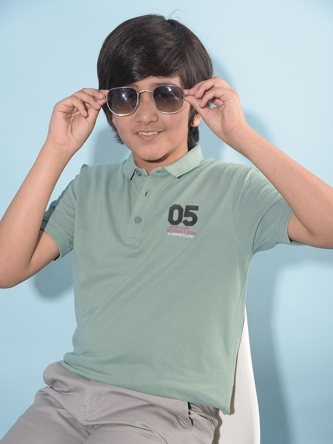 Crimsoune Club Boys Polo Collar Short Sleeves Slim Fit Cotton T-shirt