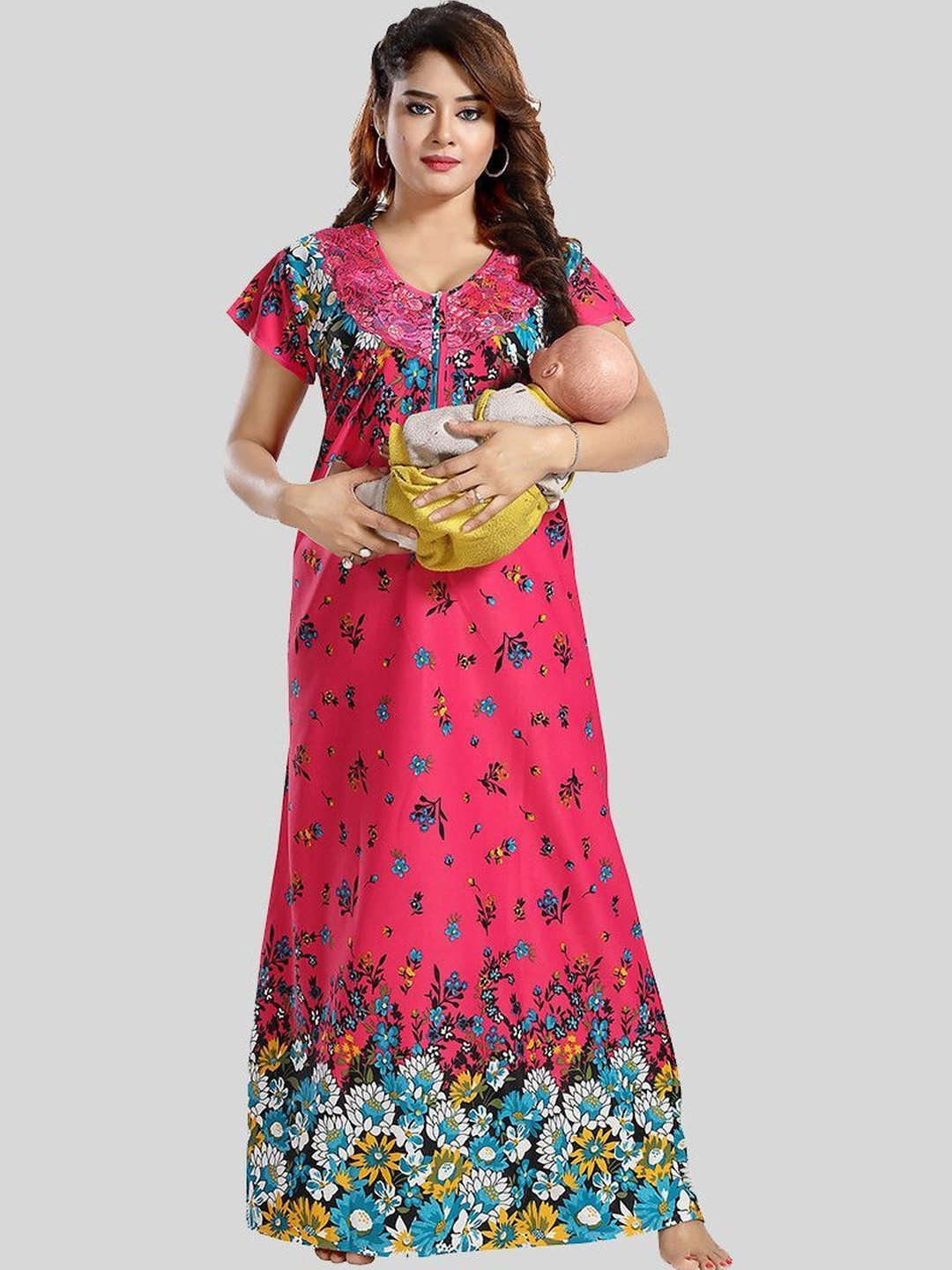 Gutthi Printed Maxi Nightdress