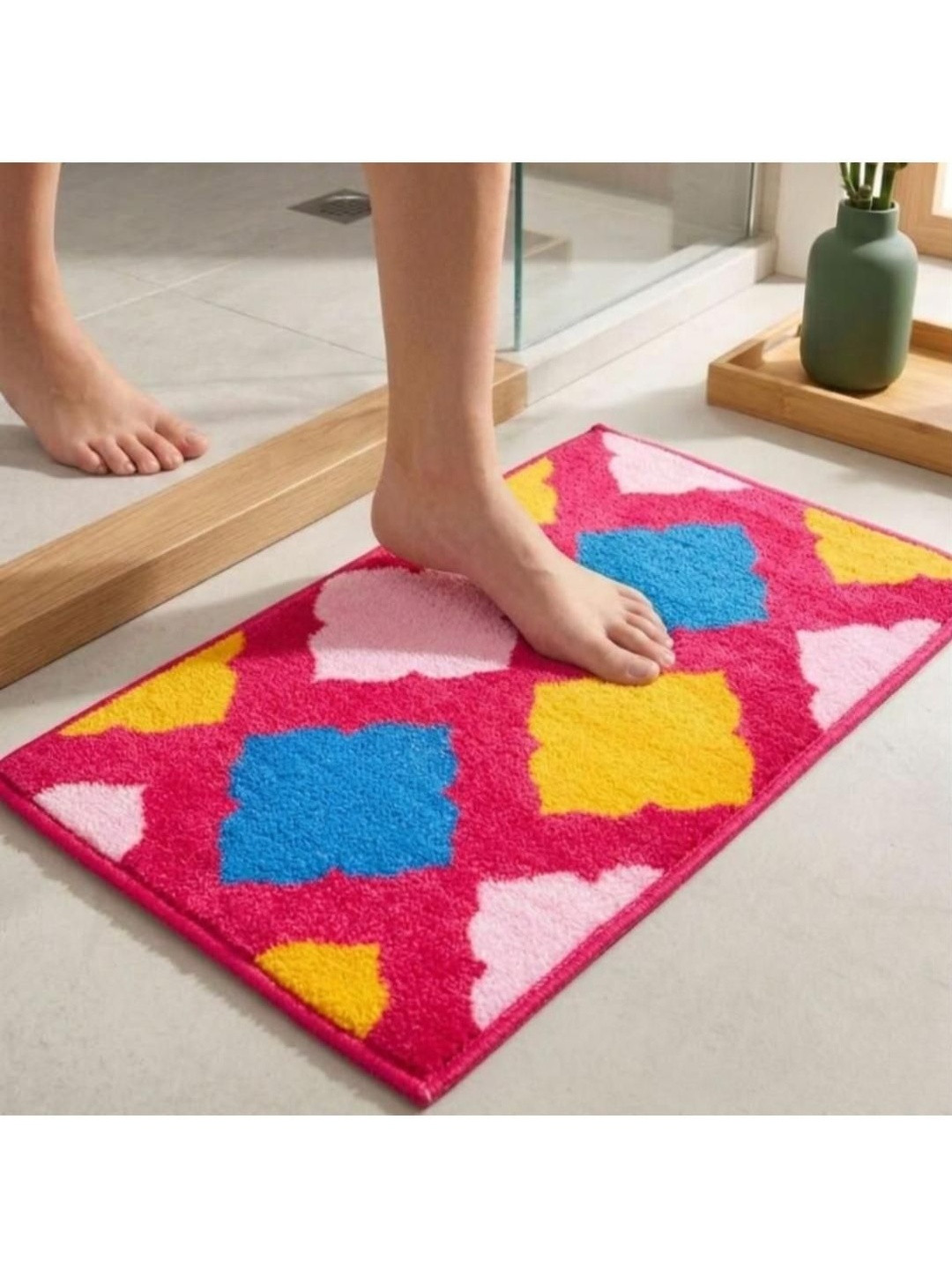 Athom Trendz Multicolor Printed Anti-Slip Bathmat 58x38 cm