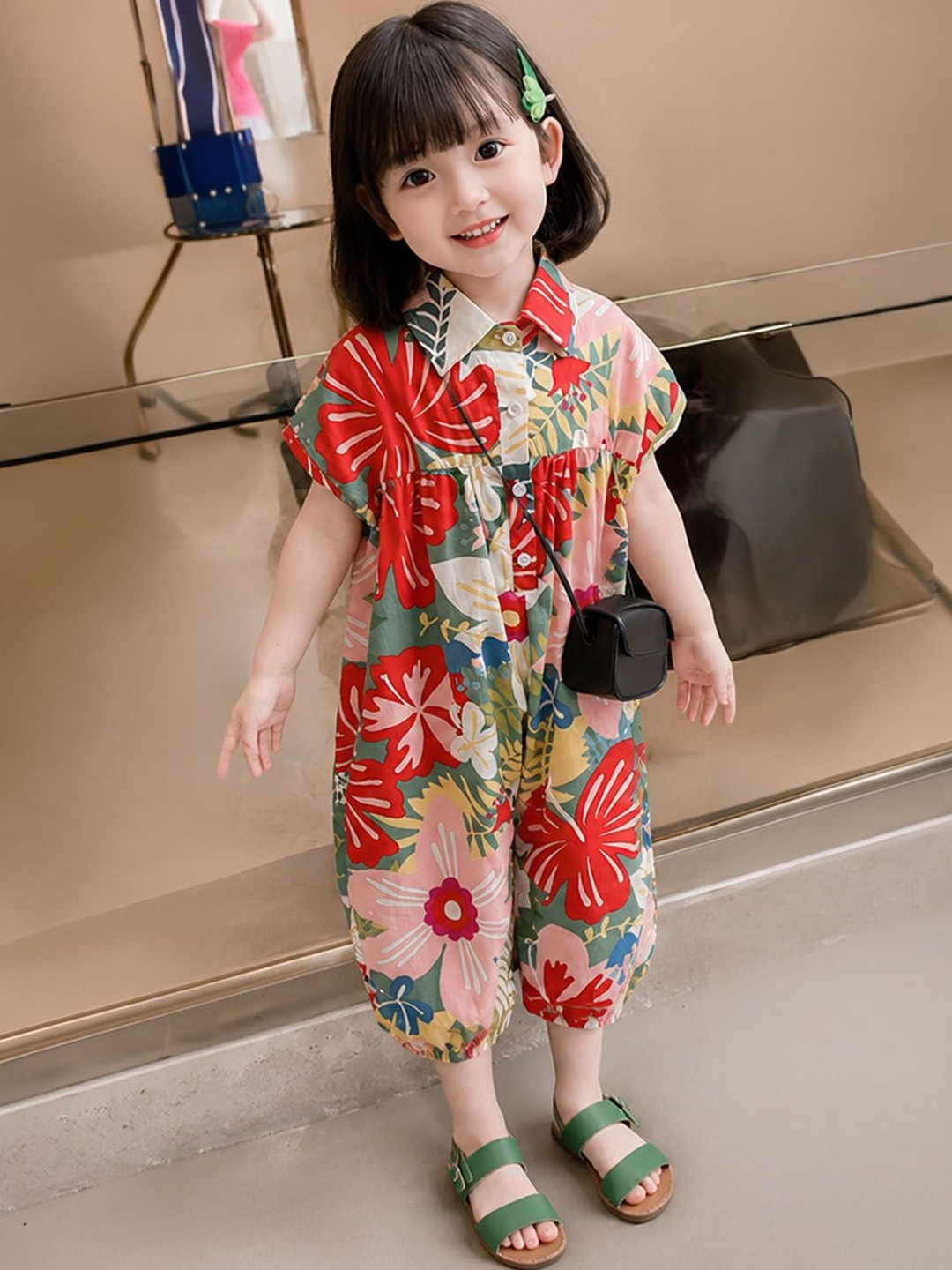 Xsole Girls Printed Basic Jumpsuit