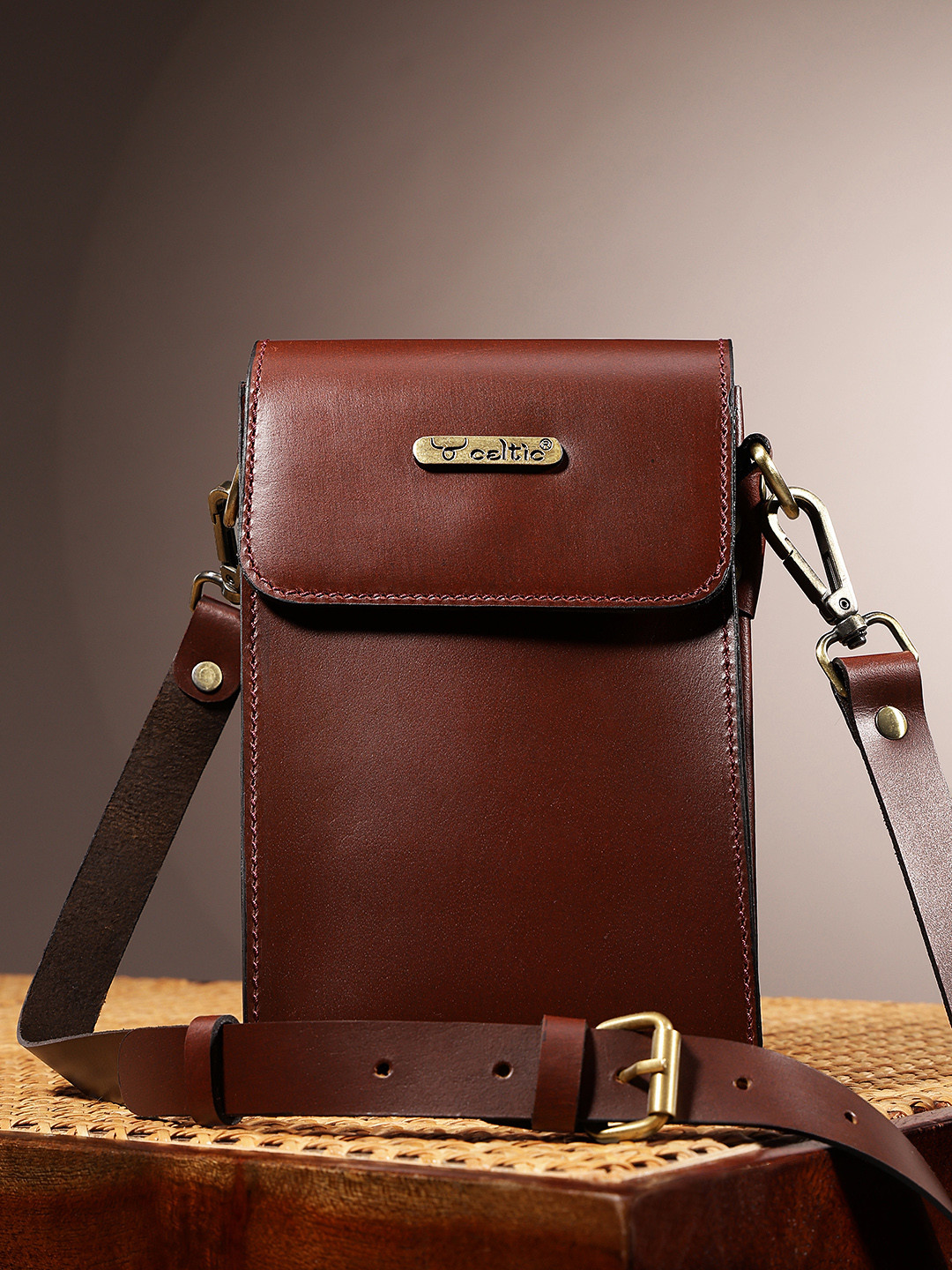 Celtic Men Leather Crossbody Bag