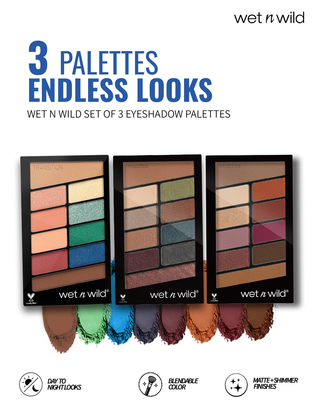 Wet n Wild Set Of 3 10 Eyeshadow - 30 g-Stop Playing Safe - Comfort Zone - Rose In The Air Rs. 503 - Myntra