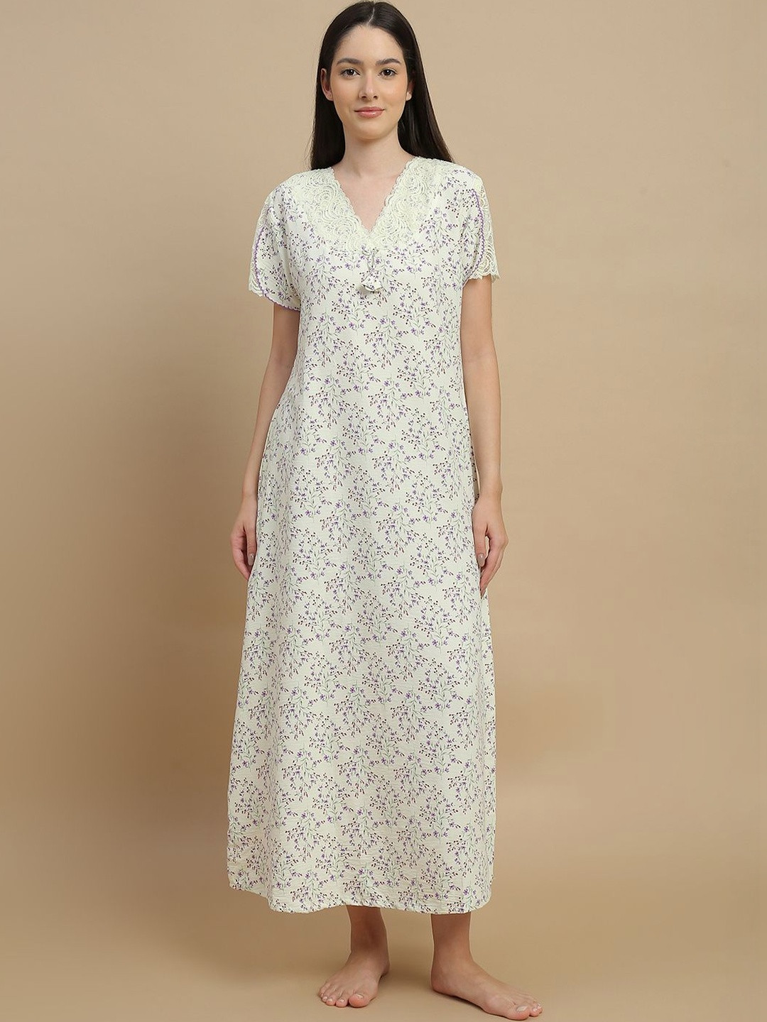 9shines Label Printed Maxi Nightdress