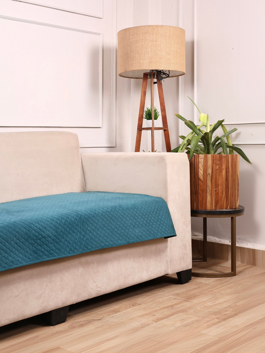 STITCHNEST 2 Seater Sea Velvet Seat Cover