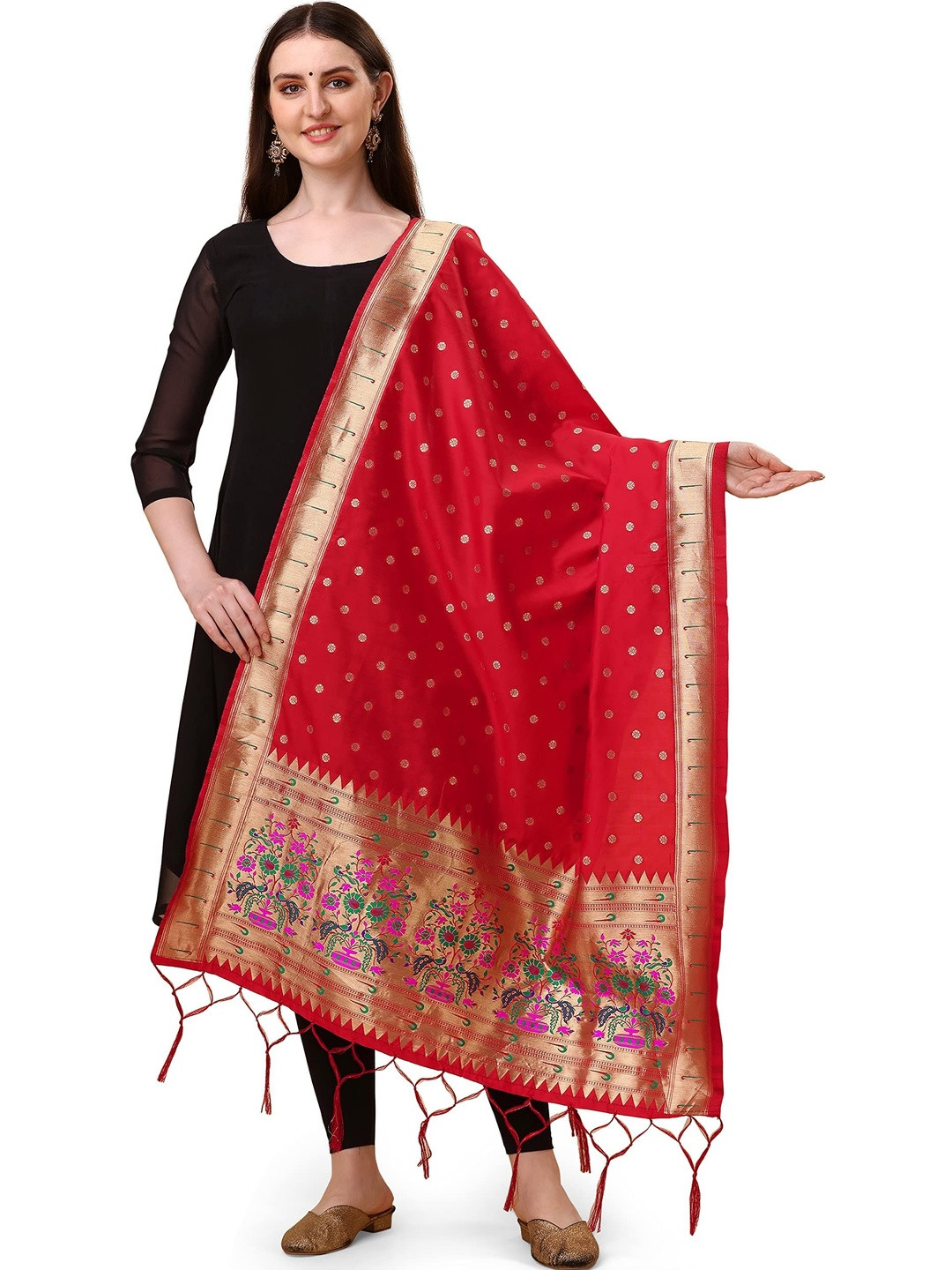 DEVANGI Woven Design Dupatta with Zari