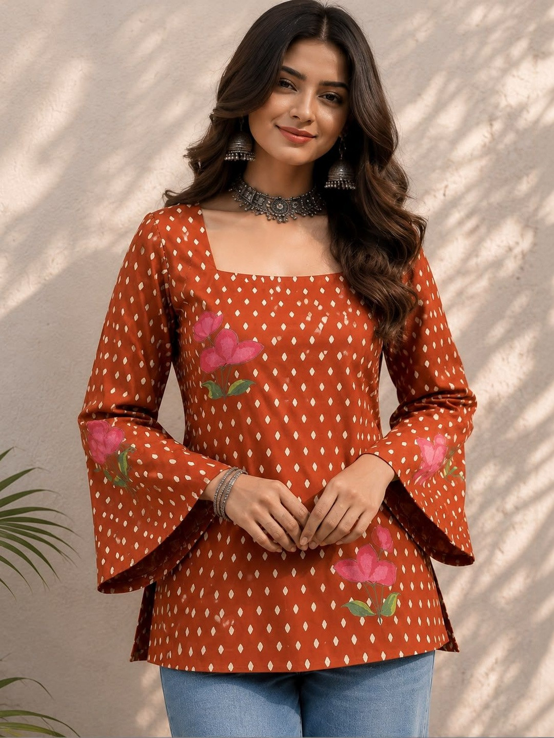 JAIMINI Women Ethnic Motifs Printed Flared Sleeves Kurta