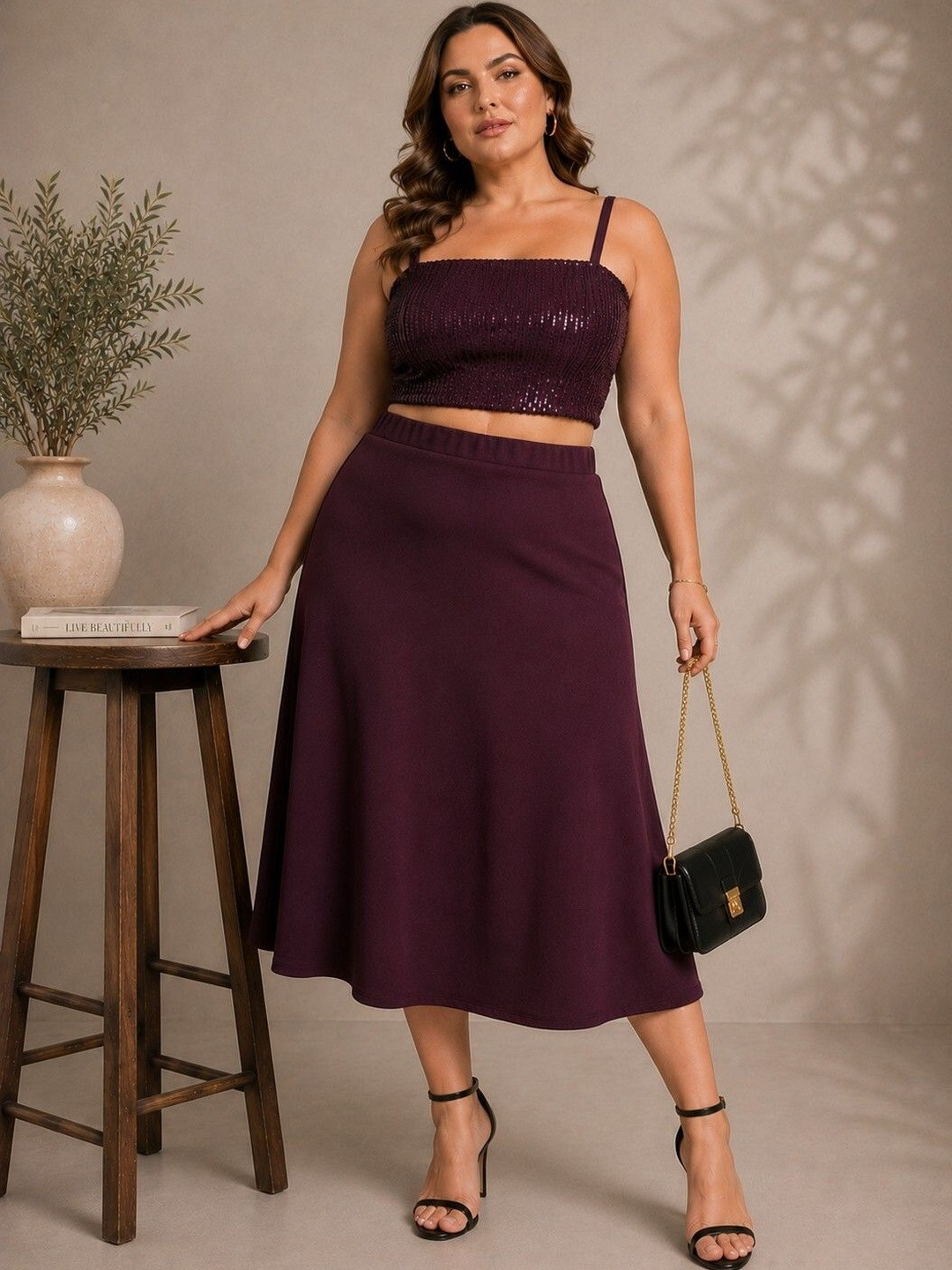 U&F Beyond Bling & Sparkly Sequinned Top with Skirt