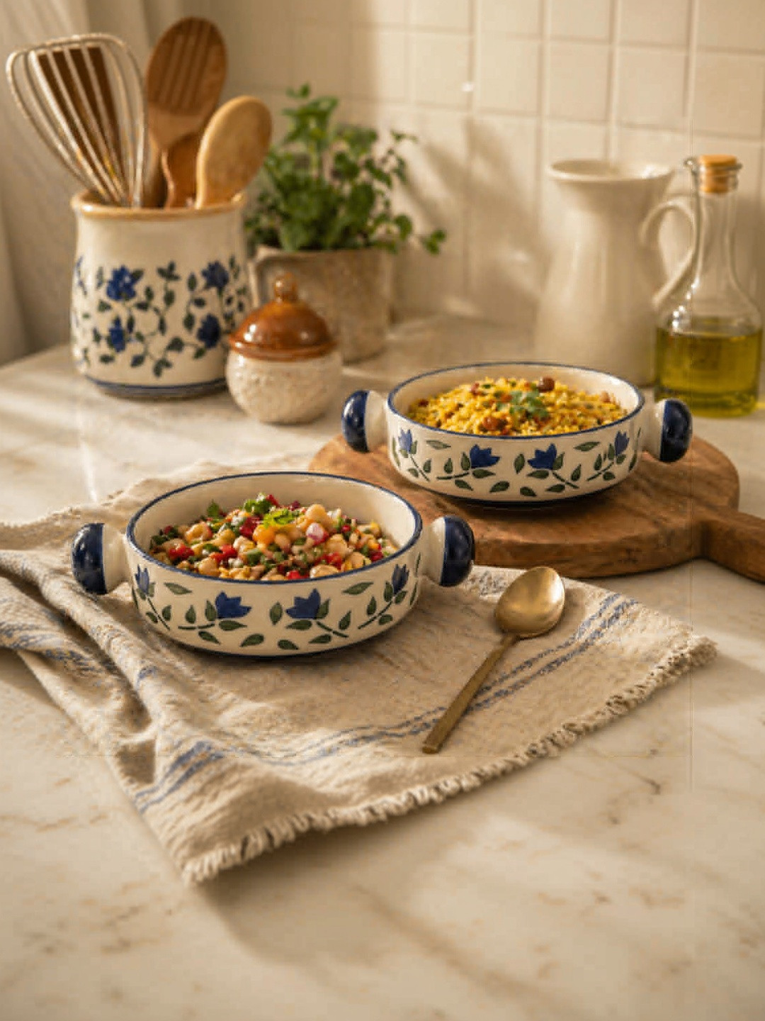 Lupaava Blue 2026 2 Pieces Ceramic Dishwasher and Microwave Safe Serving Bowl