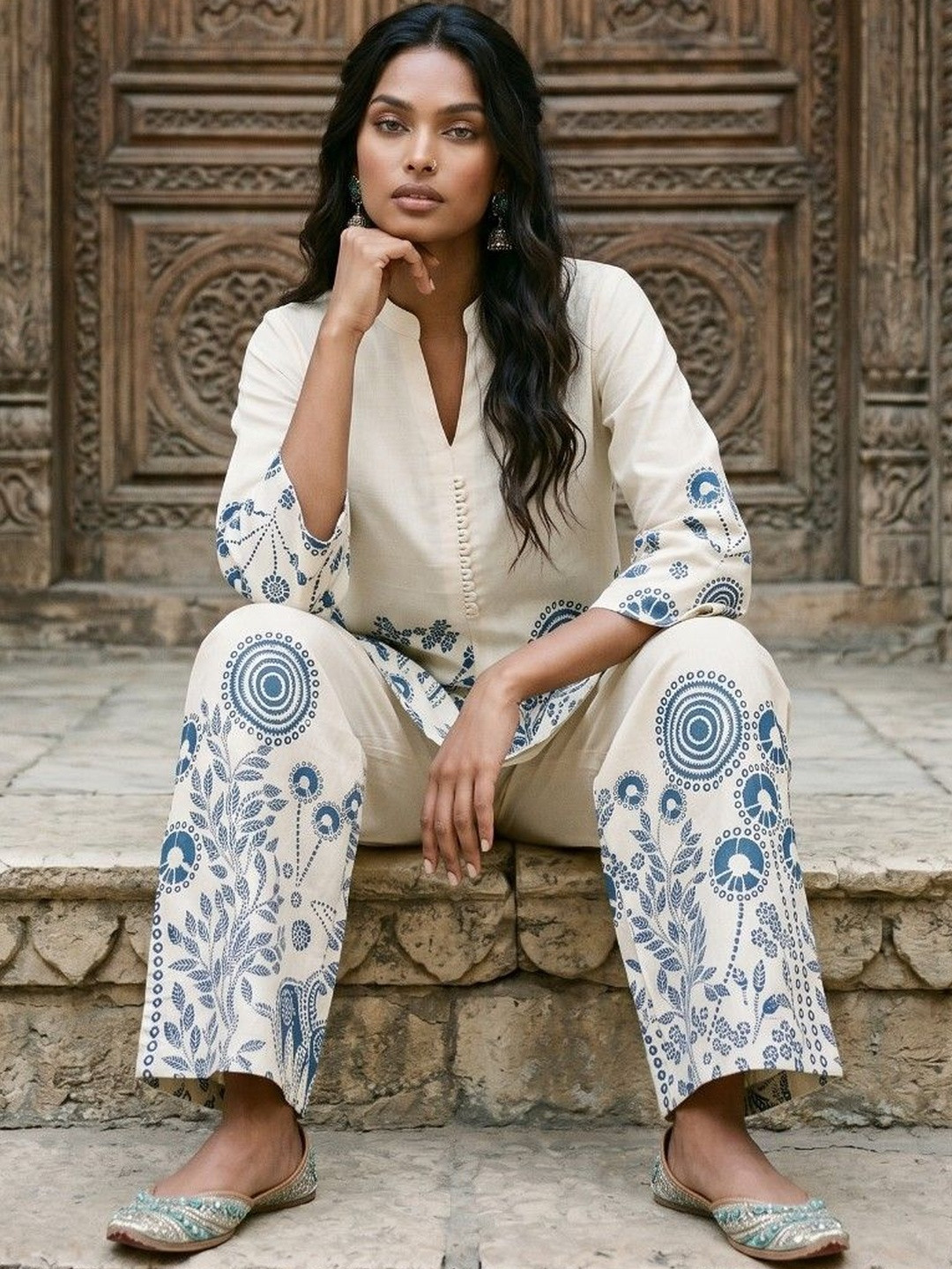 mokshi Cotton Printed Tunic with Trousers