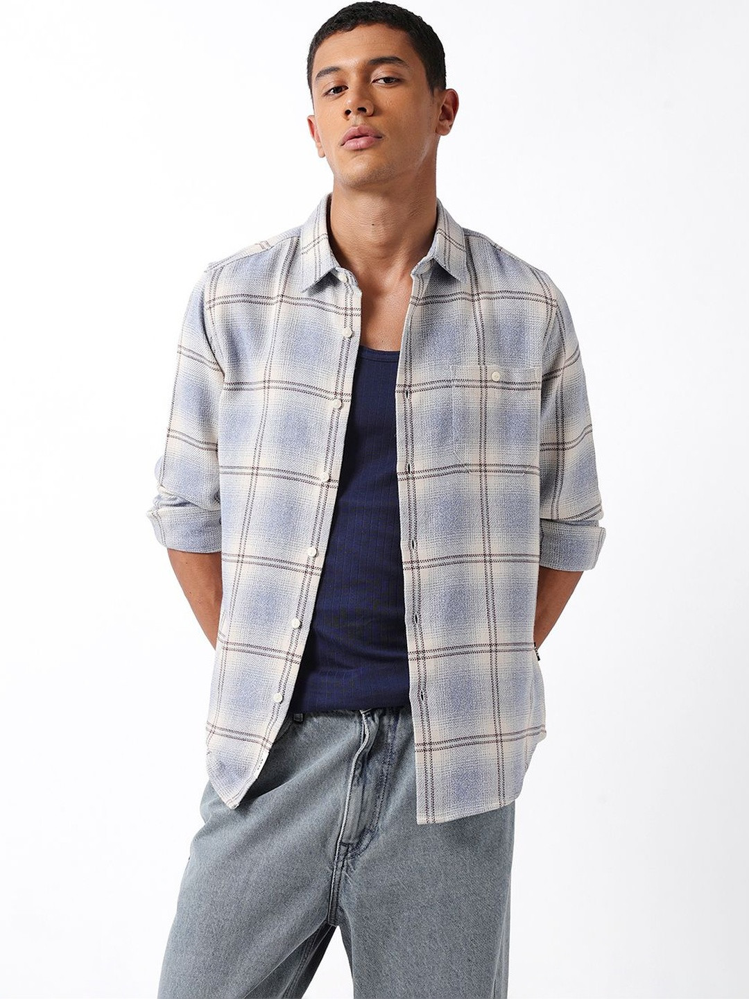 THE BEAR HOUSE Men Cotton Checked Regular Fit Casual Shirt
