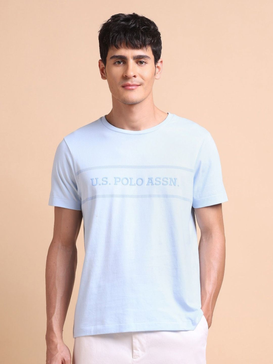 U.S. Polo Assn. Men Brand Embossed Slim Fit Cotton T-shirt