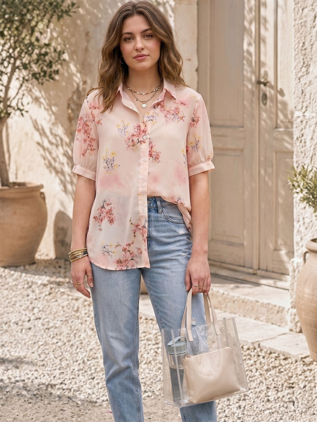 GUFRINA Floral Print Shirt Style Top