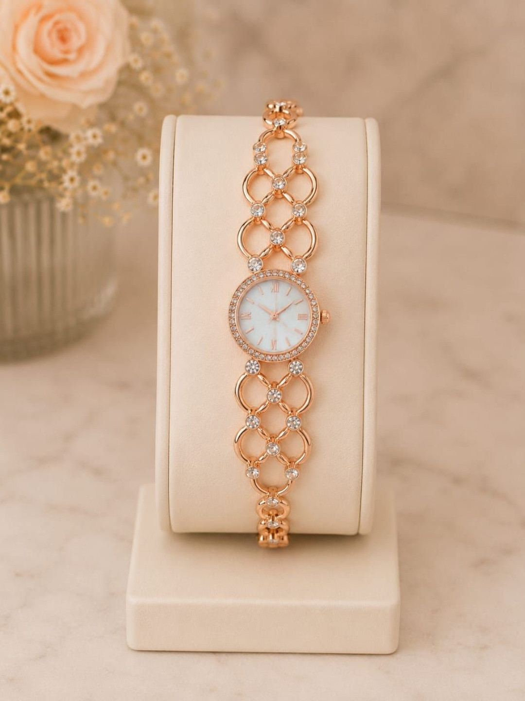 SWADESI STUFF Women Dial & Embellished Straps Analogue Watch SDS304 A1 watch_White