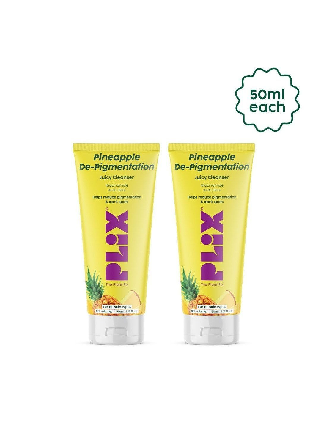 PLIX THE PLANT FIX Set Of 2 Pineapple De Pigmentation Juicy Cleanser - 50 ml Each