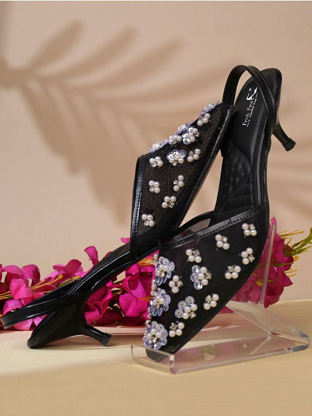 Froh Feet Embellished Ethnic Kitten Pumps