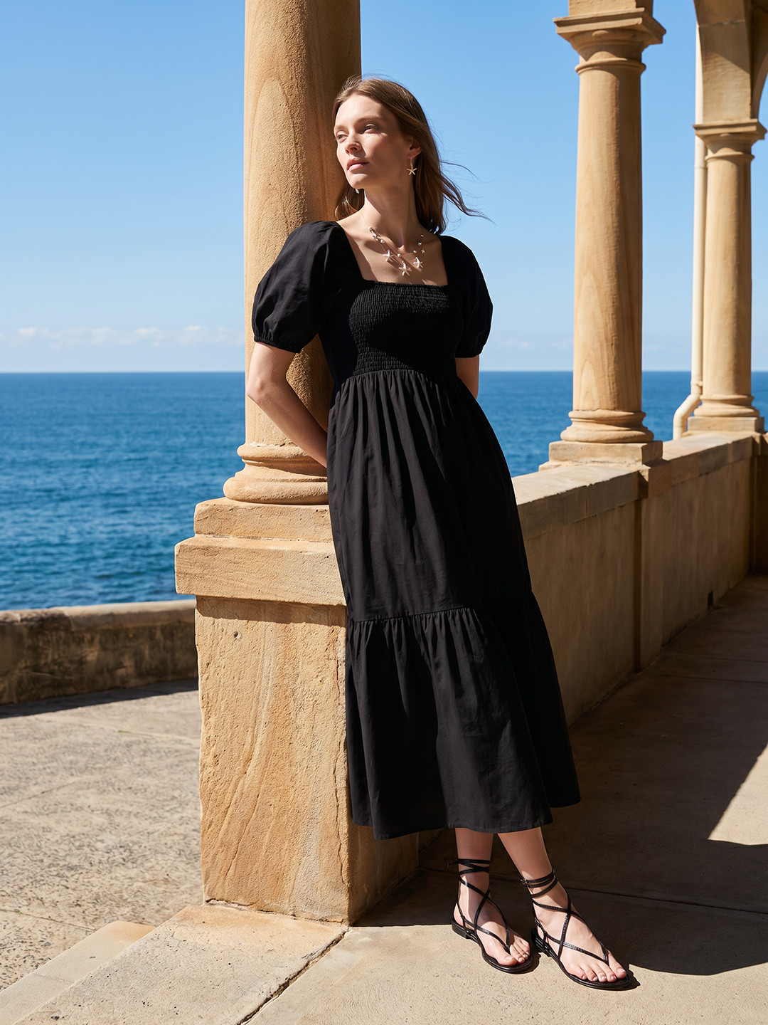 Mast & Harbour Tiered Pure Cotton A-Line Dress