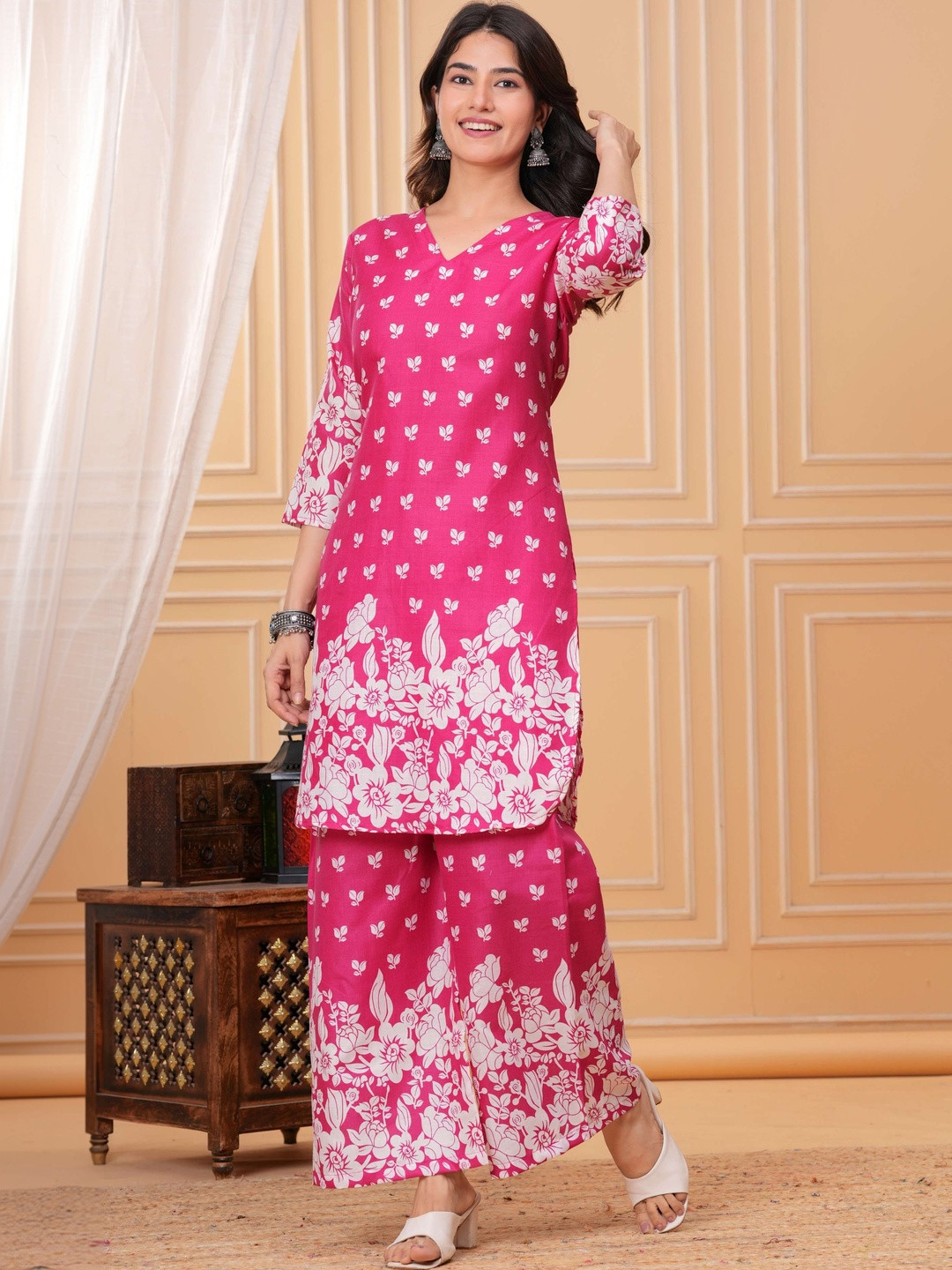 EMPIRE STYLE Floral Printed Tunic with Palazzos