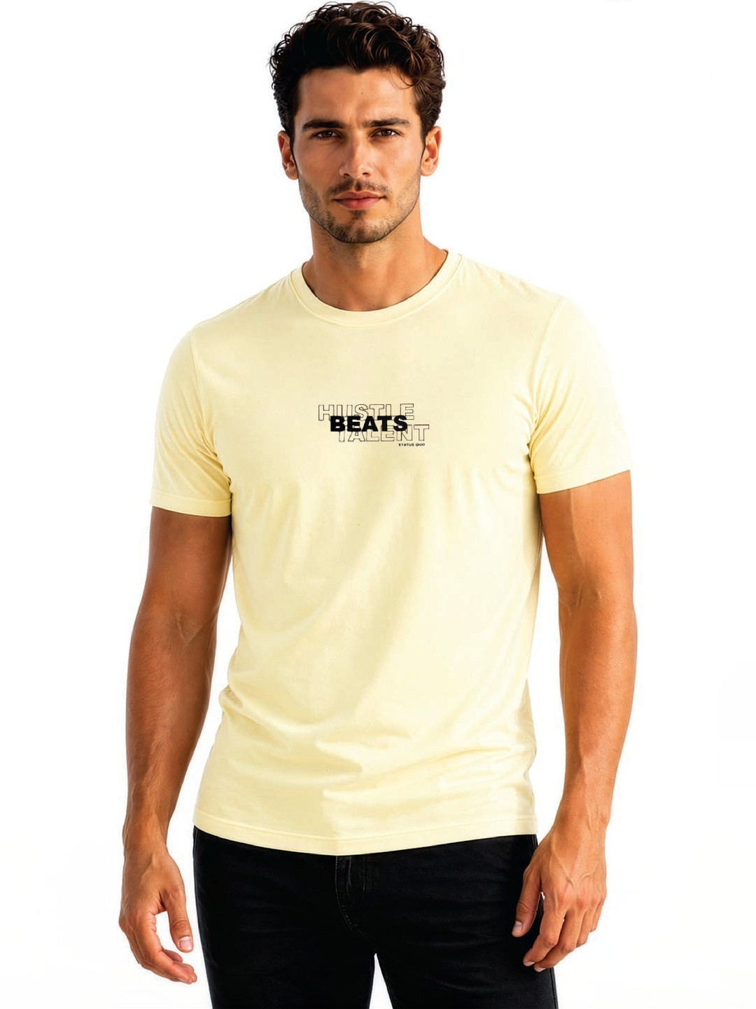 Status Quo Men Typography Printed Pure Cotton T-shirt