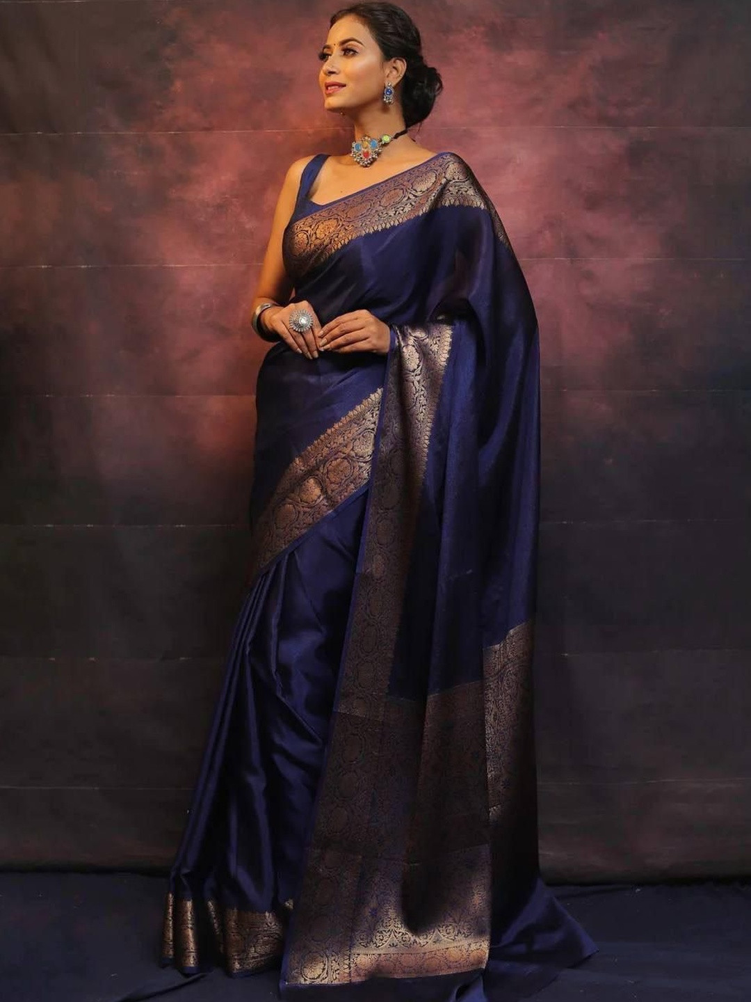 SAPTAVI Woven Design Zari Silk Blend Designer Banarasi Saree