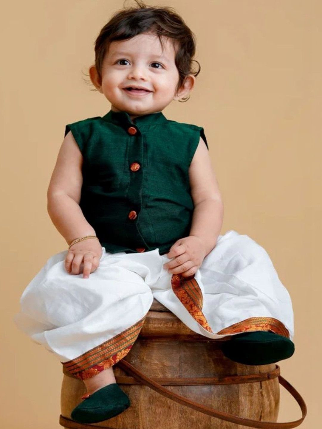 DISHA CREATIONZ Boys Solid Cotton Kurta with Dhoti Pants