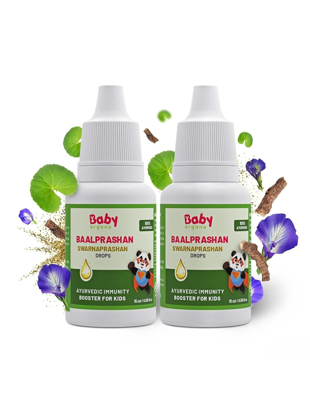 BABYORGANO Set Of 2 Baal Prashan Swarnaprashan Ayurvedic Immunity Booster 15ml Each
