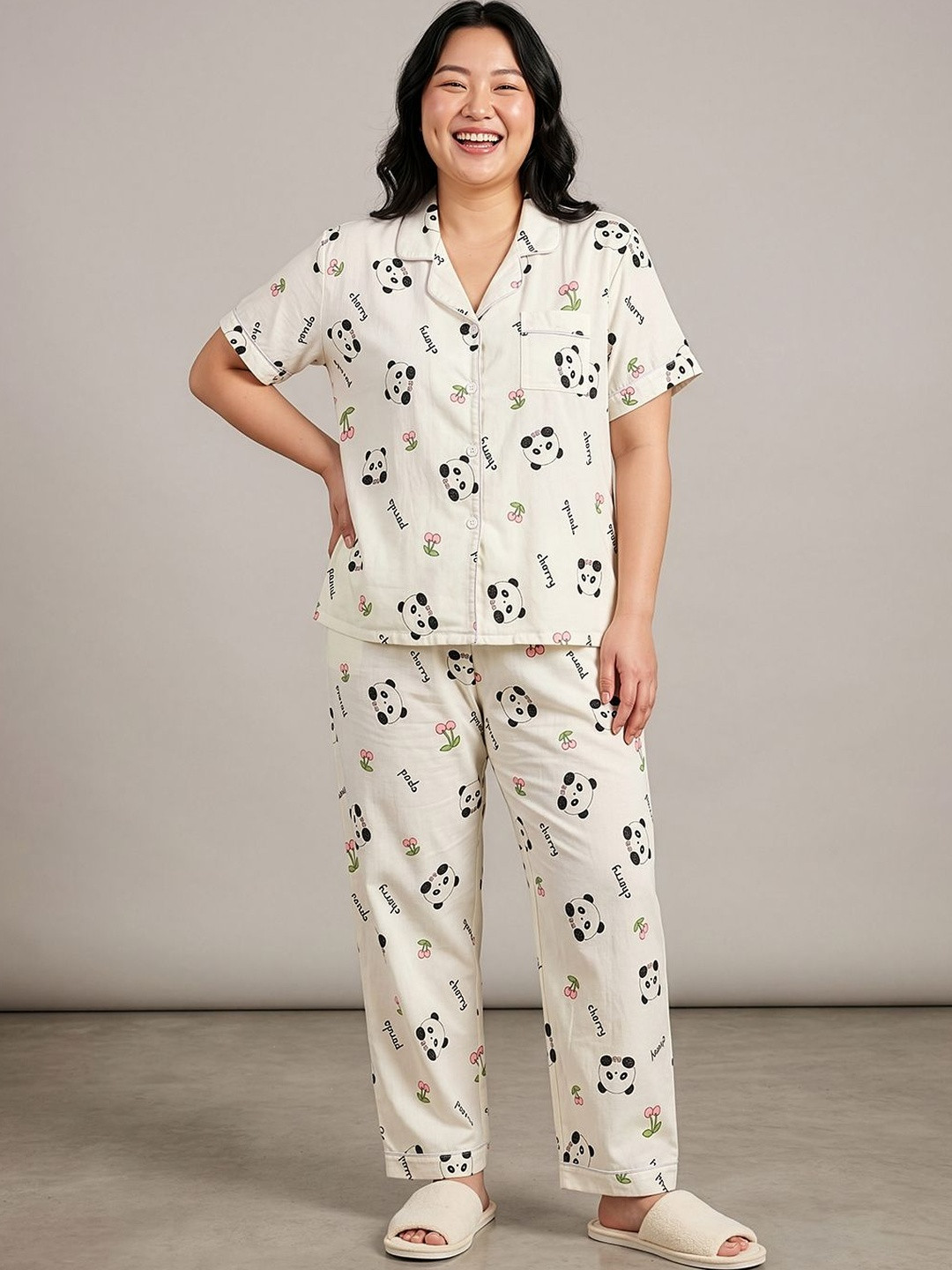 Lugo Women Cream Night suits