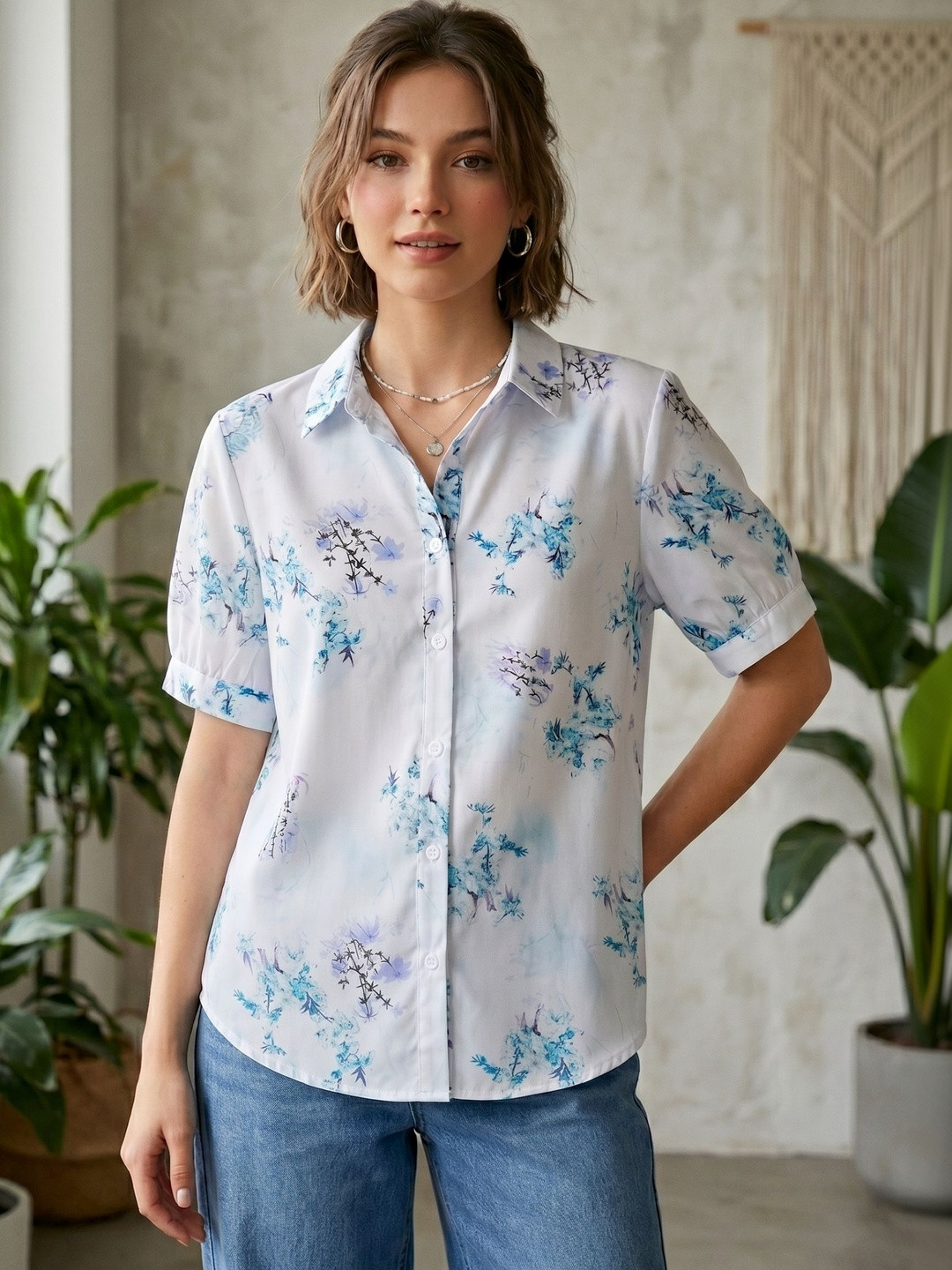 GUFRINA Floral Print Shirt Style Top