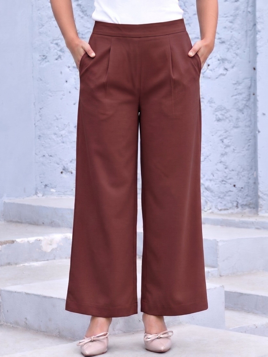 Moirai Women Relaxed Easy Wash Pleated Trousers