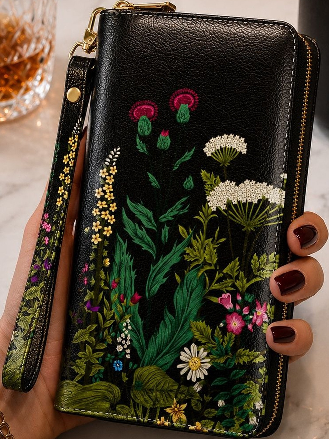 VALERIE Women Floral Printed PU Zip Around Wallet