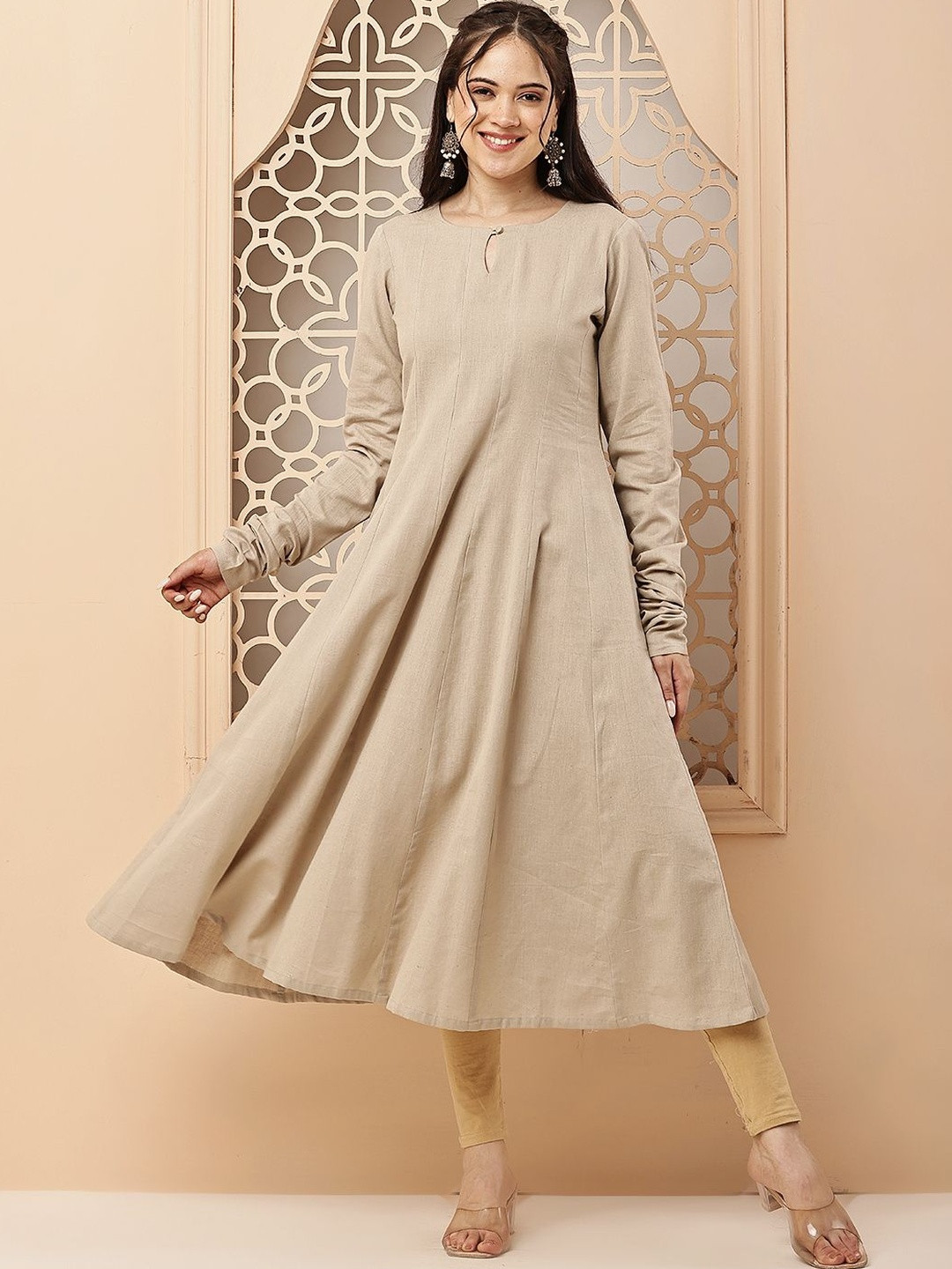 mannatt Women Khadi Anarkali Kurta