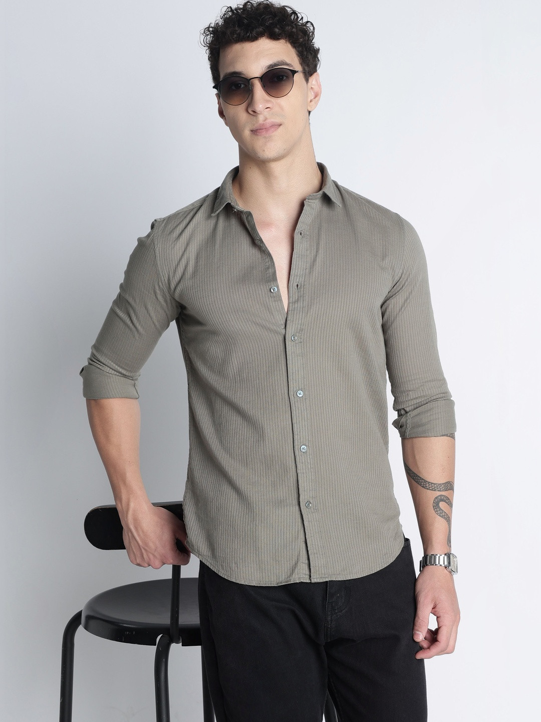 THE BEETEL HOUSE Men Classic Slim Fit Striped Casual Shirt