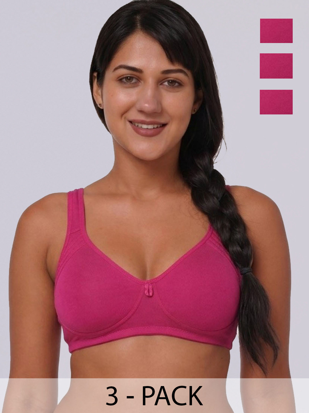 Inner Sense Pack of 3 Bamboo Cotton Everyday Non-Padded Encircled Side Support bra